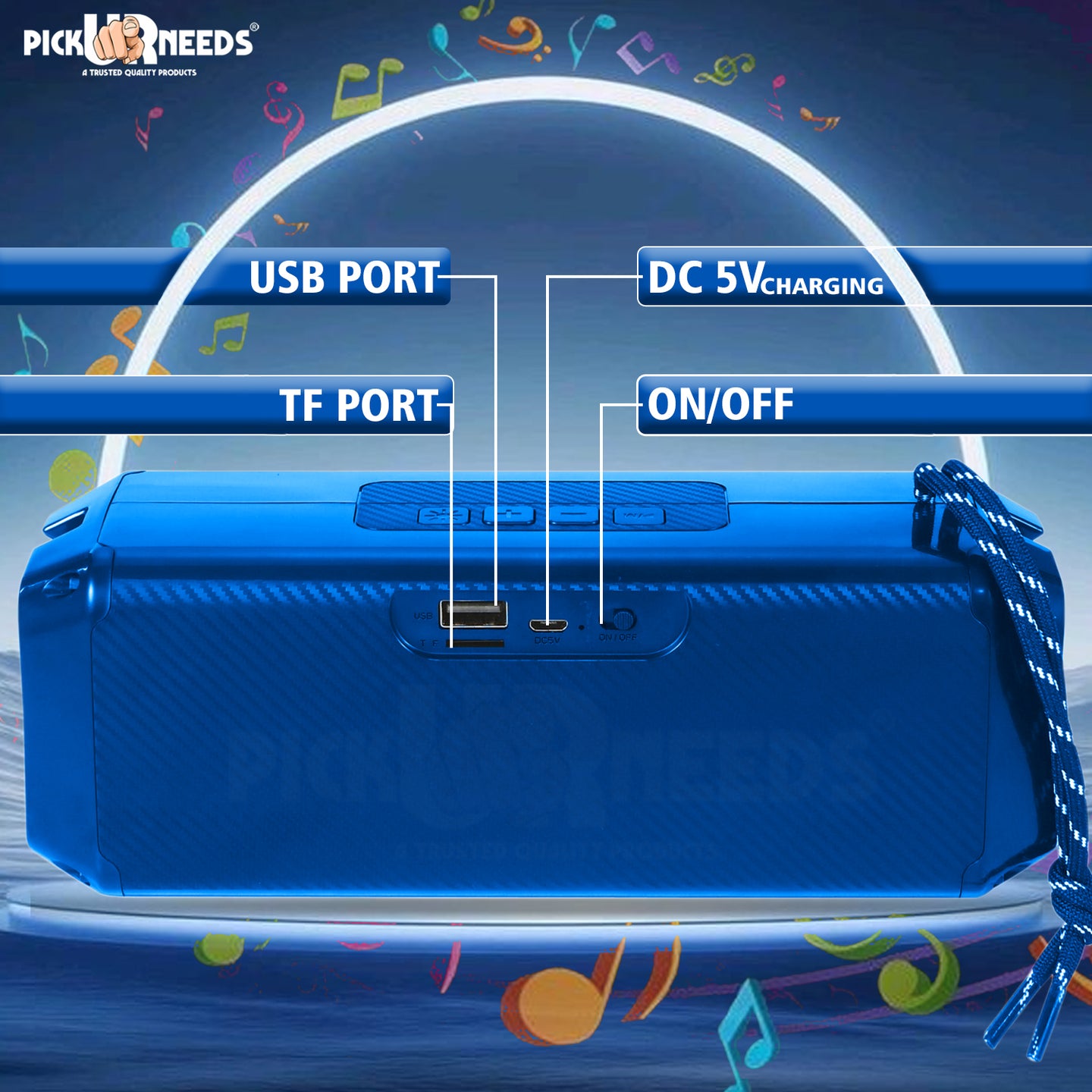 Pick Ur Needs Mini Wireless Soundbar System With RGB Disco Light TF Card / USB / Radio Support 10 W Bluetooth Speaker  (White, 5.0 Channel)